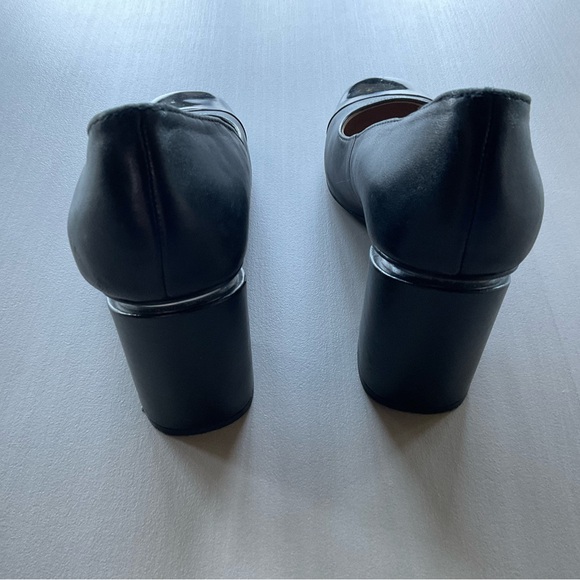 Franco sarto roller black leather block heel cap toe slip on pumps - Picture 10 of 12